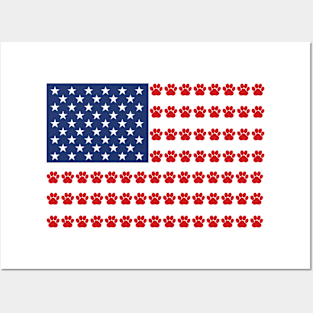 Paw Print American Flag Posters and Art